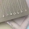 Colar Geométrico com Laço Rosa Doce da Moda, Corrente de Clavícula Exquisita e Versátil, Gargantilha com Pingente Coração para Mulheres