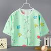 Pijama de algodón y seda para niños en verano, niños y niñas, fino, de algodón y seda para bebé, manga de siete puntos, chaqueta individual, ropa de casa, primera generación de cabello