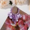Pendientes largos de estilo Chanel de un solo canal, lujo ligero, elegantes, combinan con todo, perla artificial brillante, color púrpura, pétalos multicapa, pendientes para mujer