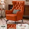 Poltrona Individual Retro Estilo Americano, Sala de Estar de Luxo Leve, Quarto, Varanda Cadeira Preguiçosa de Lazer, Cadeira Tigre com Botões e Encosto Alto