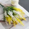 Planta Verde Artificial Lavanda de 5 Ramas Flor Artificial Aterciopelada Boda Foto Estilo Pastoral Espiga de Trigo Flor Falsa Decoración Sala de Estar Hogar
