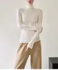 Camiseta de punto de cuello alto roja de alta gama Ankora para mujer en Otoño e Invierno Suéter Ajustado de Año Nuevo Top de Manga Larga