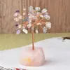 Base de cristal com lascas de cristal coloridas, árvore da sorte, árvore de cristal, artesanato para decoração de casa, cristal rosa, ametista, cristal amarelo