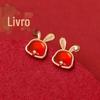 S925 prata esterlina benmingnian brincos vermelhos antique nacional maré luz luxo primavera e outono coelho brincos para namoradas presente de aniversário