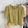 Camisa de Botones de Color Francés para Mujer Top Suave de Algodón y Lino Nuevo Estilo Verano 2024 Chic Simple Holgada Camisa de Manga Corta