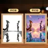 Marco de Fotos 2D de Anime de Conejo y Zorro Regalo para Dormitorio Escritorio Luz de Noche para Novio/Novia Pintura Iluminada