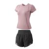 Traje de Ropa de Yoga Hielo de Verano para Mujer Malla Transpirable de Secado Rápido Falso Dos Piezas Ropa de Secado Rápido para Deportes al Aire Libre Running Fitness