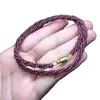 Colar Torcido Multifacetado de Granada Natural, Gargantilha da Moda com Contas de Arroz em Formato de Bola de Futebol, Pulseira Colorida de Turmalina e Espinélio para Melhor Amiga