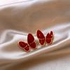 Aretes de Botón Aguja de Plata Ankora Amor Rojo Blanco Elegante de Alta Gama Diseño Nicho Combinables Aretes Dulces