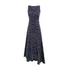 Vestido Largo Irregular de Verano con Cuello en U sin Mangas, Bloques de Color y Lunares, Estilo Europeo y Americano, Ceñido a la Cintura, Corte Ajustado, para Vacaciones