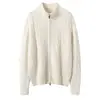 Cárdigan de color liso con cremallera y trenzado grande, suéter versátil, nuevo top de punto casual vintage para otoño/invierno 2026