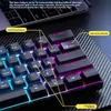 Teclado mecánico H61K, retroiluminación híbrida, teclas para gaming de laptop con cable, diseño minimalista