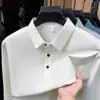 Camisa tipo polo de manga larga para hombre con cuello de seda de morera, nuevo modelo otoño 2026, casual de negocios, transpirable, color liso