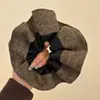Scrunchie Gris Súper Elegante de Moda Coreana con Bloques de Color Chic para Mujeres Accesorio para el Cabello de Nicho Ins en la Parte Posterior de la Cabeza