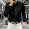 Nova Camisa Masculina Outono 2026 Camisa Longa Artesanato Selada a Quente Sem Costura Camisa de Manga Longa Versátil para Outono e Inverno Masculino