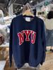 Estilo Bm Ropa de Otoño e Invierno para Mujer Sudadera Retro Bordado de Parche de Letra Roja Nyu Bm Cuello Redondo Jersey Top Estilo Retro
