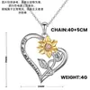 Nuevo Producto Transfronterizo Colgante en Forma de Corazón Moda sin Color de Alta Gama Separación de Color Girasol Corazón de Durazno Collar Regalo de Vacaciones para Mujer