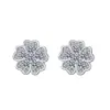 Pendientes de Flor Blanca Incrustados de Diamantes para Mujer, Estilo Coreano, Exquisitos y Hermosos, Joyería Personalizada Estilo Ins, Envío Directo de Fábrica