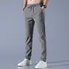Ropa de Hombre Transfronteriza Verano 2026 Pantalones de Seda Hielo para Hombre Pantalones Finos Casual de Negocios Elásticos Transpirables de Pierna Recta Pantalones Deportivos
