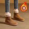 Novas Botas de Neve Clássicas com Solado Grosso para Mulheres Outono/Inverno 2025, Botas Curtas de Inverno com Veludo e Pelo, Botas de Algodão Quentes e Antiderrapantes