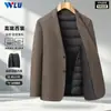 Chaqueta de traje para hombre de alta calidad, engrosada, en stock, con forro extraíble, adecuada para uso de negocios casual en invierno, para personas de mediana edad y mayores que van al trabajo.