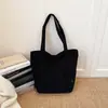 Bolso de Hombro Minimalista de Pana Estilo Japonés de Gran Capacidad para Mujer, Bolso de Viaje con Cremallera Casual y Artístico para Estudiantes