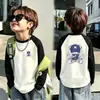 Camiseta de Manga Larga con Retazos para Niños Niños Otoño/Invierno De Rong Capa Base Cepillada 2026 Nuevo Top para Niños