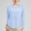 Ropa de Yoga Nueva de Otoño Color Nude para Mujer, Tops de Yoga Sueltos, Sexys y Ligeramente Transparentes, Tops Deportivos Casuales con Caída de Manga Larga