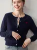 Nuevo Suéter de Cachemira Pura para Mujer Otoño e Invierno con Estilo Suave, Diseño de Corazón Bordado a Mano, Cárdigan de Punto Ajustado, Top de Manga Larga y Chaqueta