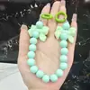Cadena de teléfono móvil de flor con colgante de cuentas macarrón cuentas de colores llavero creativo cadena para funda de teléfono móvil estilo chica ins