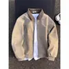 Jaqueta Detroit tie-dye com estampa escura cinza para homens, primavera e outono, jaqueta de couro curta com gola de lapela, estilo high street americano, jaqueta de trabalho com ombro reto