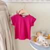 Camiseta Sem Manga de Novo Estilo para Meninas, Top Leve de Malha Canelada de Manga Curta para Meninos para o Verão, Camisa Casual Slim Fit para Crianças