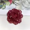 Organza em estoque com borda queimada e centro floral com strass coloridos, acessórios florais para joias DIY, presilhas de cabelo, corsages, decorações de sapatos e enfeites de vestido