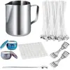 Cera de aromaterapia DIY casera, rodajas de cera de aromaterapia, taza de cera de soja, juego de herramientas para taza de cera, bolsa combinada de soporte para mecha de algodón