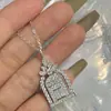 Collar de Puerta de la Felicidad HaiRui HW para Mujer, Cadena de Clavícula Dorada V de Alta Gama, Moda, Lujo Ligero, Completamente Diamantada, Castillo, Jaula de Pájaros, No se Desvanece