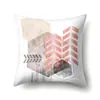 Funda de almohada de poliéster marmoleado estilo ins nórdico estampado geométrico terciopelo piel de melocotón funda de almohada para sofá de sala de estar QTH03