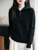 Camisa Base 100% Lã Pura com Gola Alta para Mulheres, Outono e Inverno, Tricô Espesso Solto Emagrecedor Quente
