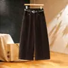 Ochenta por ciento pantalones casuales de pana de moda, de cintura alta retro para mujer, nueva colección otoño/invierno 2025, estilo relajado, pantalones de pierna ancha versátiles