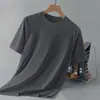 Camiseta de manga corta para hombre con tacto frío de seda helada transfronteriza, nuevo estilo de verano, marca de moda, corte holgado, camisa elegante y versátil