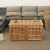 Mesa de centro de madera maciza para sala de estar, moderna y sencilla, mesa de centro de madera de troncos para el hogar, mesa de té nórdica rectangular de doble puerta para apartamentos pequeños