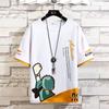 Camiseta de manga corta de moda nacional para hombre, de verano, de marca, holgada, de media manga, para niño, talla grande, ropa de hombre