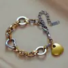 Europa y Estados Unidos moda transfronteriza nicho diseño simple amor accesorios cadena metal acero de titanio chapado en oro pulsera para mujer venta al por mayor