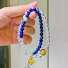 Pulseira de Múltiplos Círculos Vintage de Alta Qualidade Lápis Lazúli Natural Cristal Branco Olho de Tigre