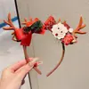 Diadema de Cabeza de Ciervo Linda Transfronteriza Europea y Americana para Mujer 2026 Nuevo Estilo Gorro de Oso Diadema de Astas Accesorios para el Cabello de Navidad
