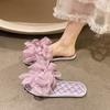 Pantuflas Planas de Camelia Perla Francesa Verano Vacaciones en la Costa Chanclas de una Tira Antideslizantes para el Hogar