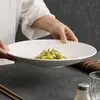 Plato para Sopa de Cerámica Plato Disco Plato Doméstico Blanco Puro Tazón de Sopa Creativo de Gama Alta Plato para Comida Occidental de Hotel
