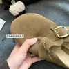 Mocasines de cuero con patrón de uvas, suela gruesa de 4 cm, versátiles, forrados de felpa, para mujer