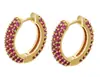 Pendientes de microincrustación de diamantes de colores de Europa y Estados Unidos pendientes simples compactos pendientes de circonita de doble cara accesorios de joyería una generación de cabello