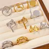 Anillo de Acero Inoxidable con Personalidad Geométrica de Moda Oro de 18K y Plata Anillo Abierto Acero de Titanio No se Desvanece Joyería Transfronteriza