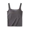 Una generación de camisola de cuello cuadrado de pelo para mujer, primavera y verano, hermosa espalda, sin mangas, con almohadilla integrada en el pecho, chaqueta base